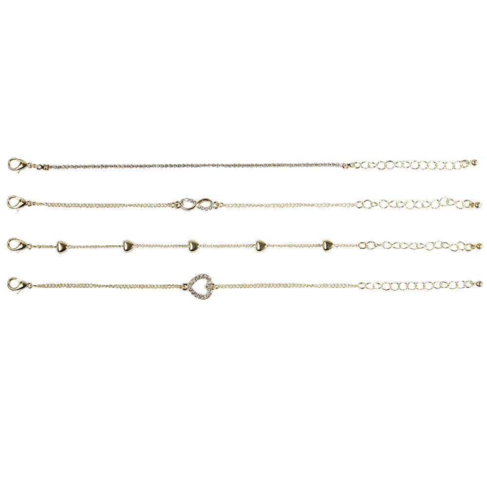 Collier x4 fantaisie coeur métal doré Ø16cm