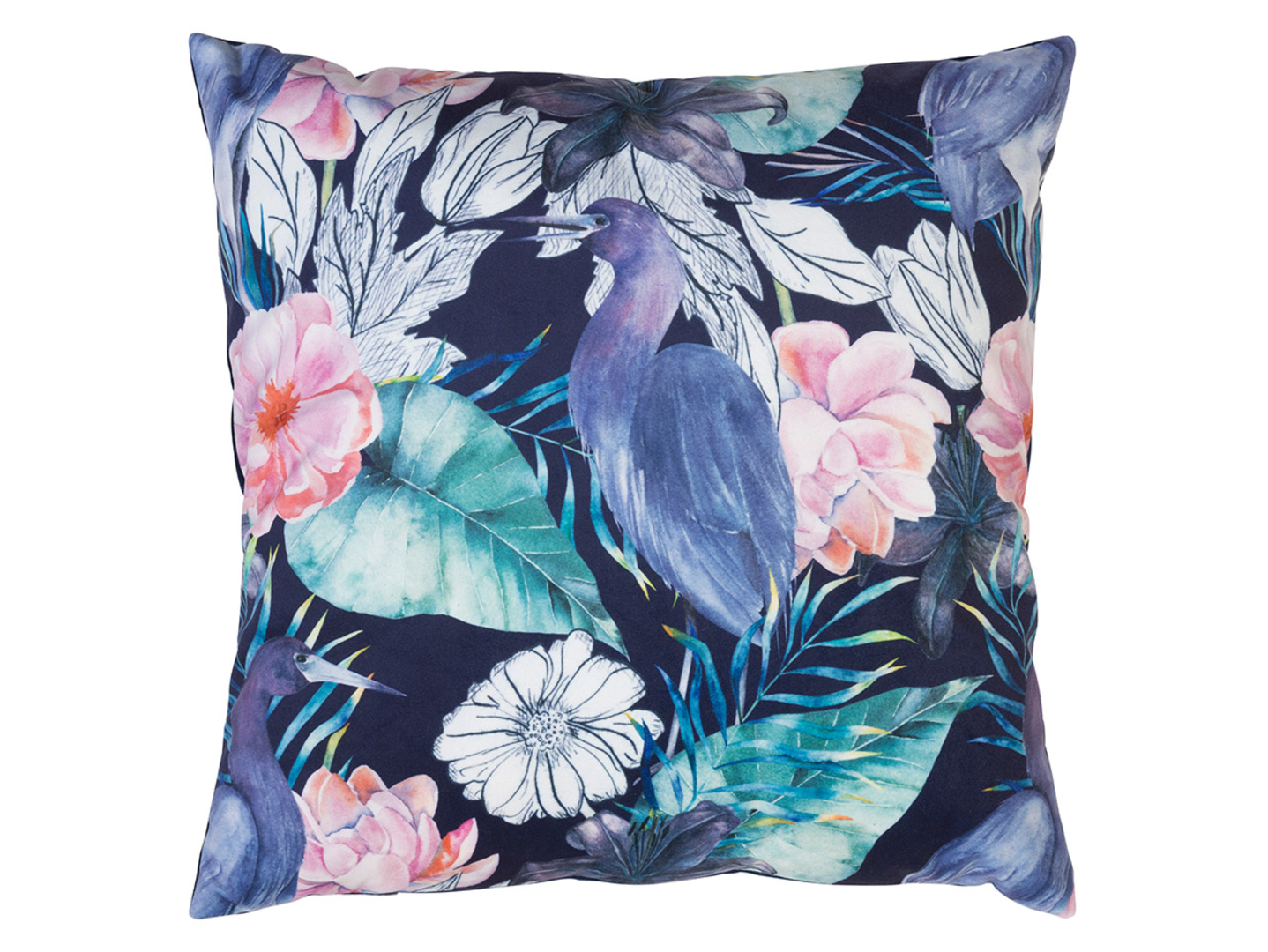 Poduszka dekoracyjna Bird 45x45 cm niebieska