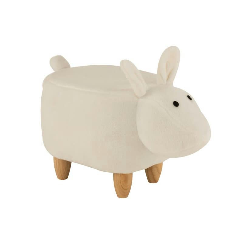 MOUTON - Chaise tabouret enfant mouton bois et textile blanc
