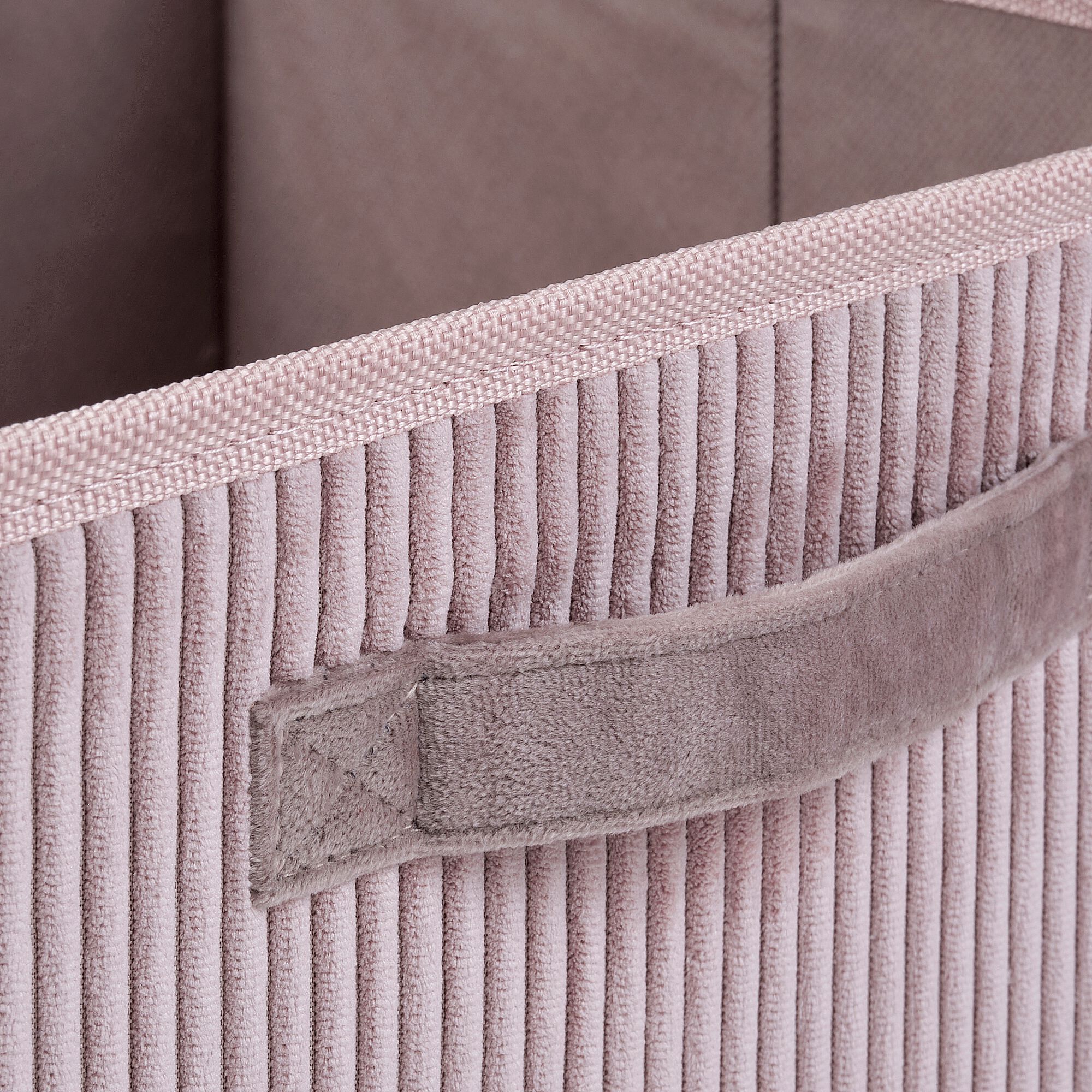 VELA - Panier de rangement en velours côtelé - rose H12xL26xl20cm