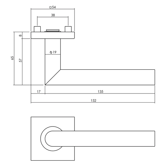 Haustürbeschläge-Set, eckig Kernziehschutz