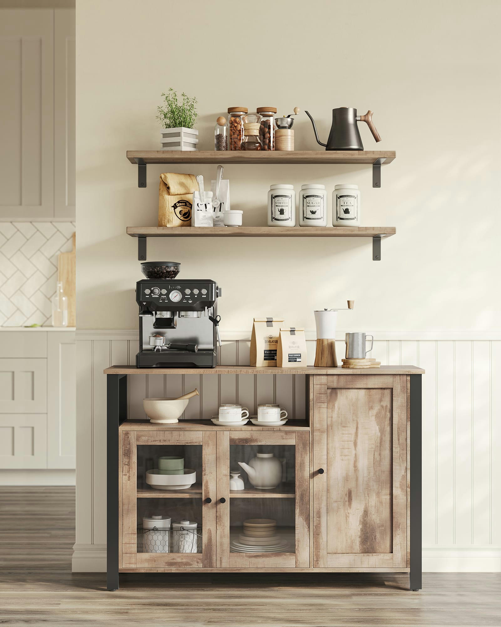 - Meuble de rangement 3 portes effet bois noir