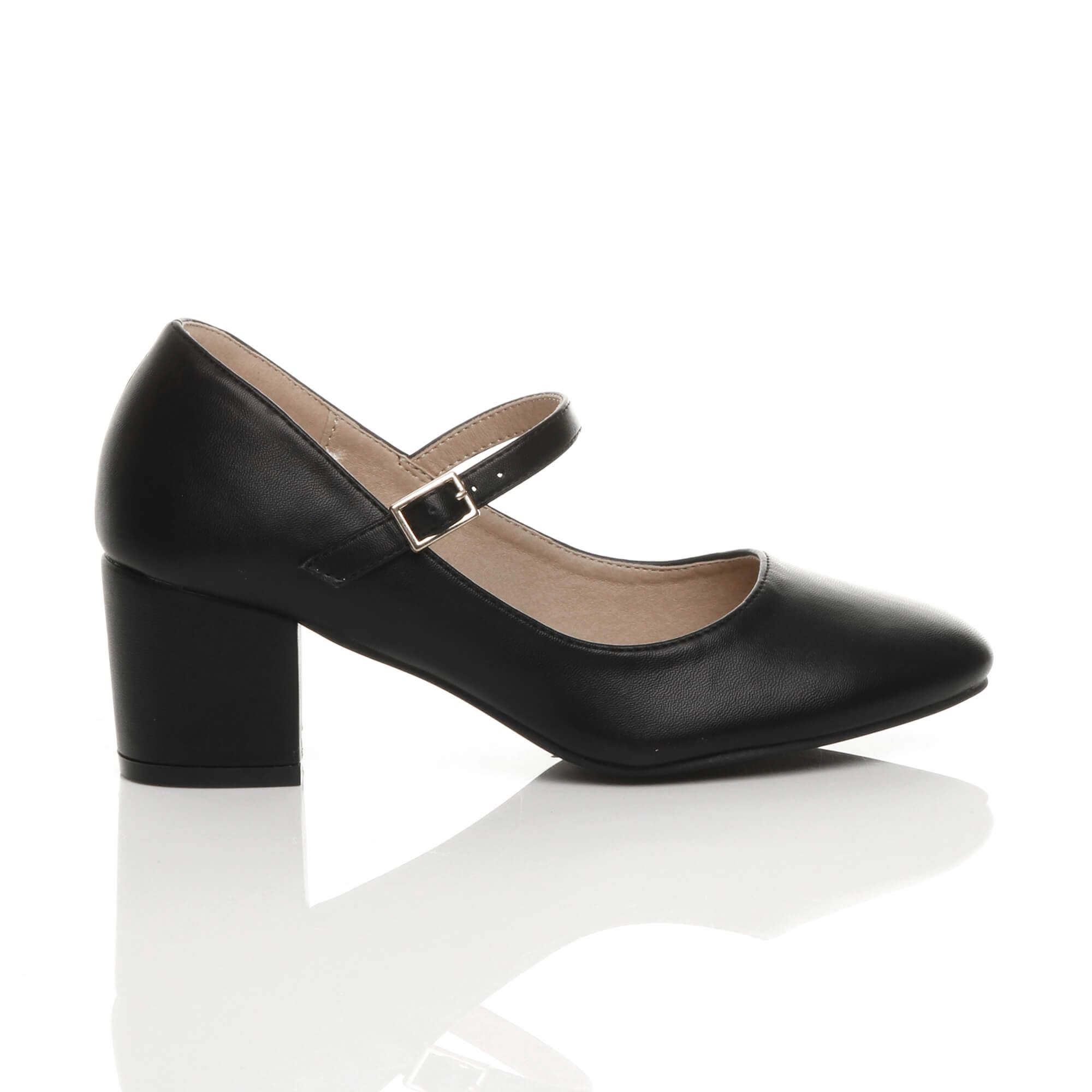 AJVANI Mid Block Heel Mary Jane Court Shoes