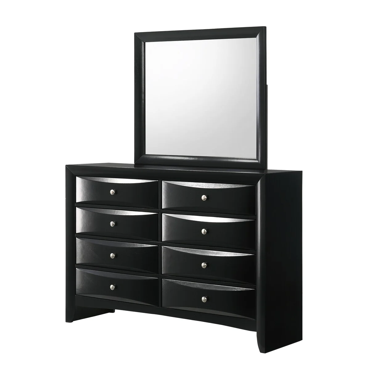 Tanner 6 Piece Black LED Bookcase Storage Platform Bedroom Set