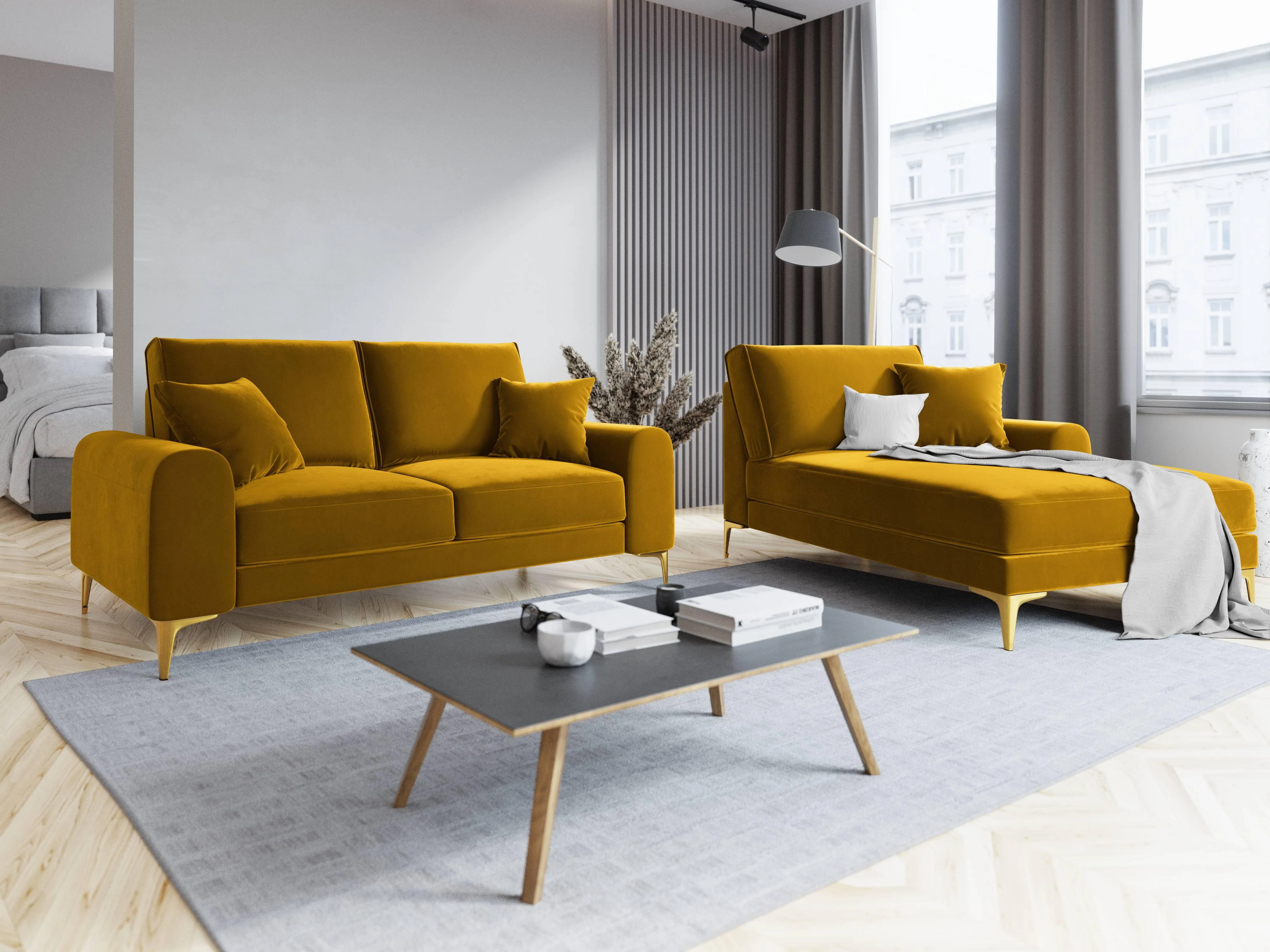 Chaise longue Madara rechts velvet