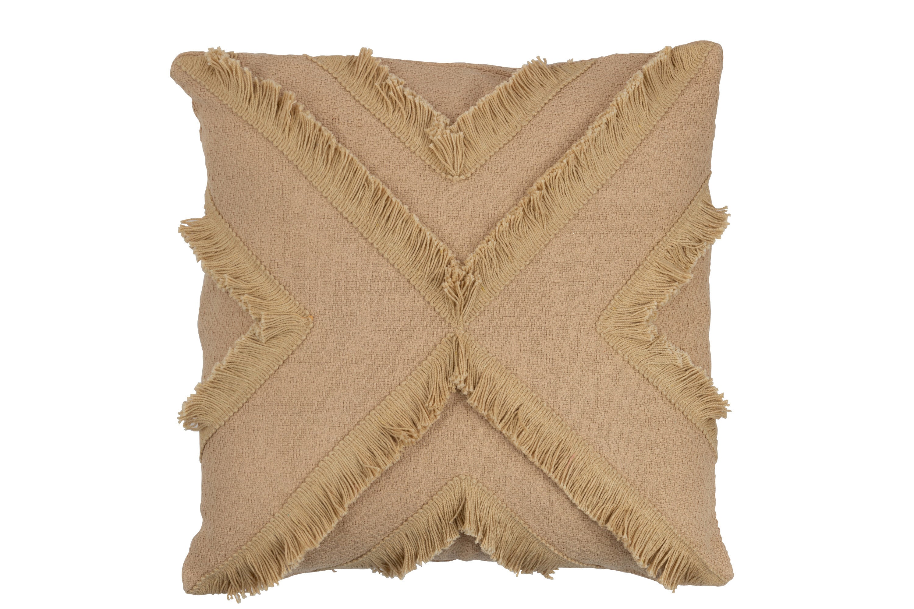 J-Line kussen Kruis Vierkant - polyester - beige