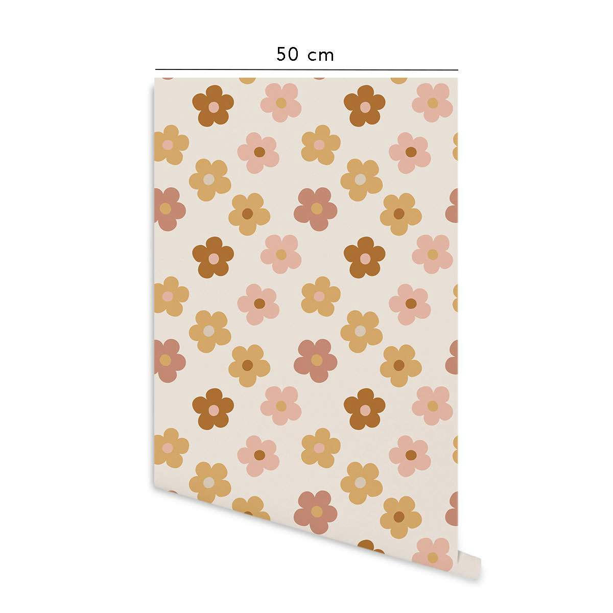 DAISY - Papier peint vinyle adhésif groovy marguerites multicolore 50x300 cm