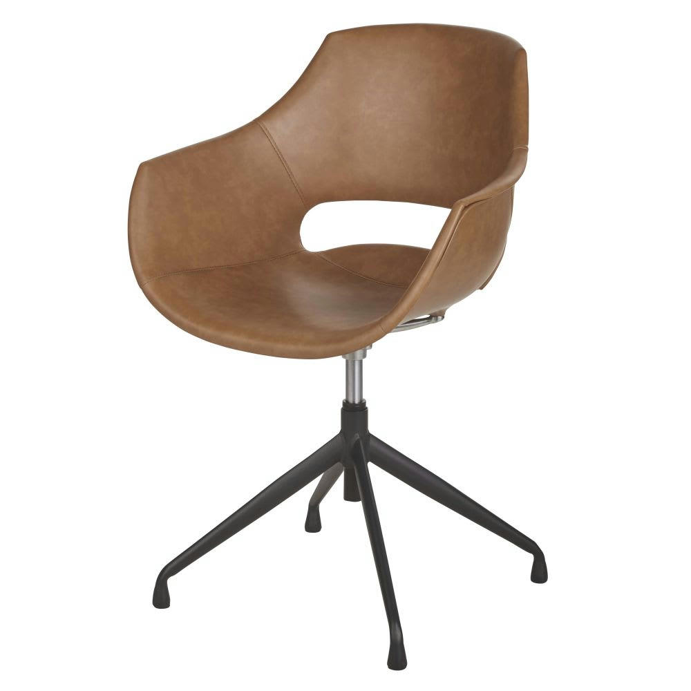 Baseball - Fauteuil de bureau marron imitation cuir vieilli