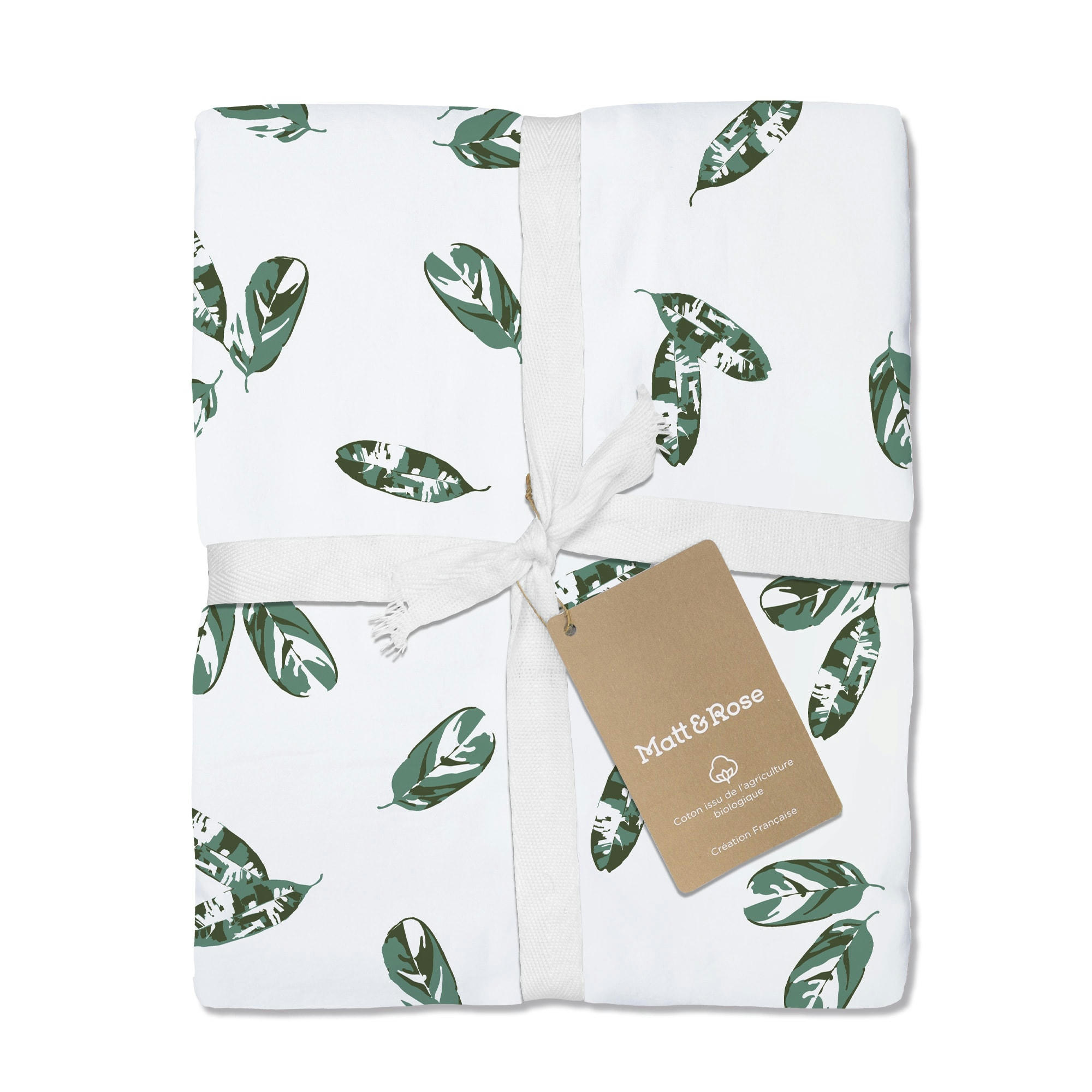TOBAGO - Drap-housse imprimé en percale de coton BIO  140x200 cm