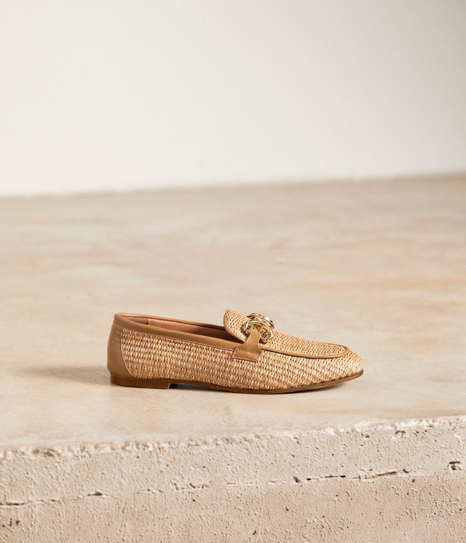 Mocassins beige tressé Phèdre
