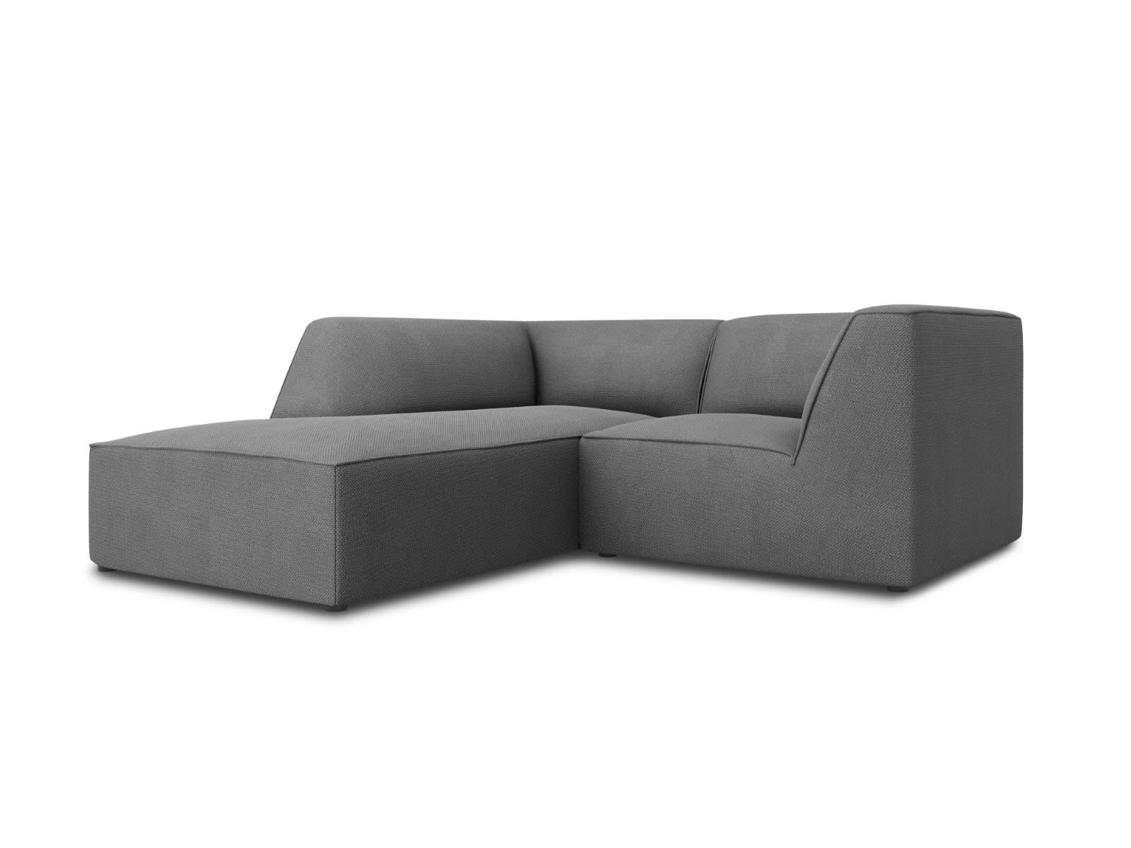 RUBY - Canapé d'angle gauche 3 places en tissu structurel gris