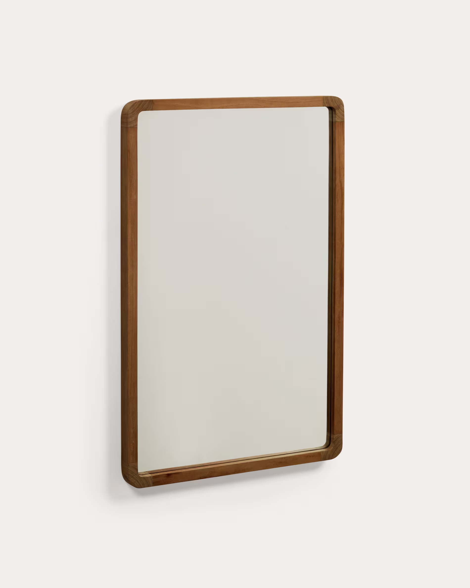 Espejo Shamel de madera maciza de teca con acabado nogal 45 x 70 cm
