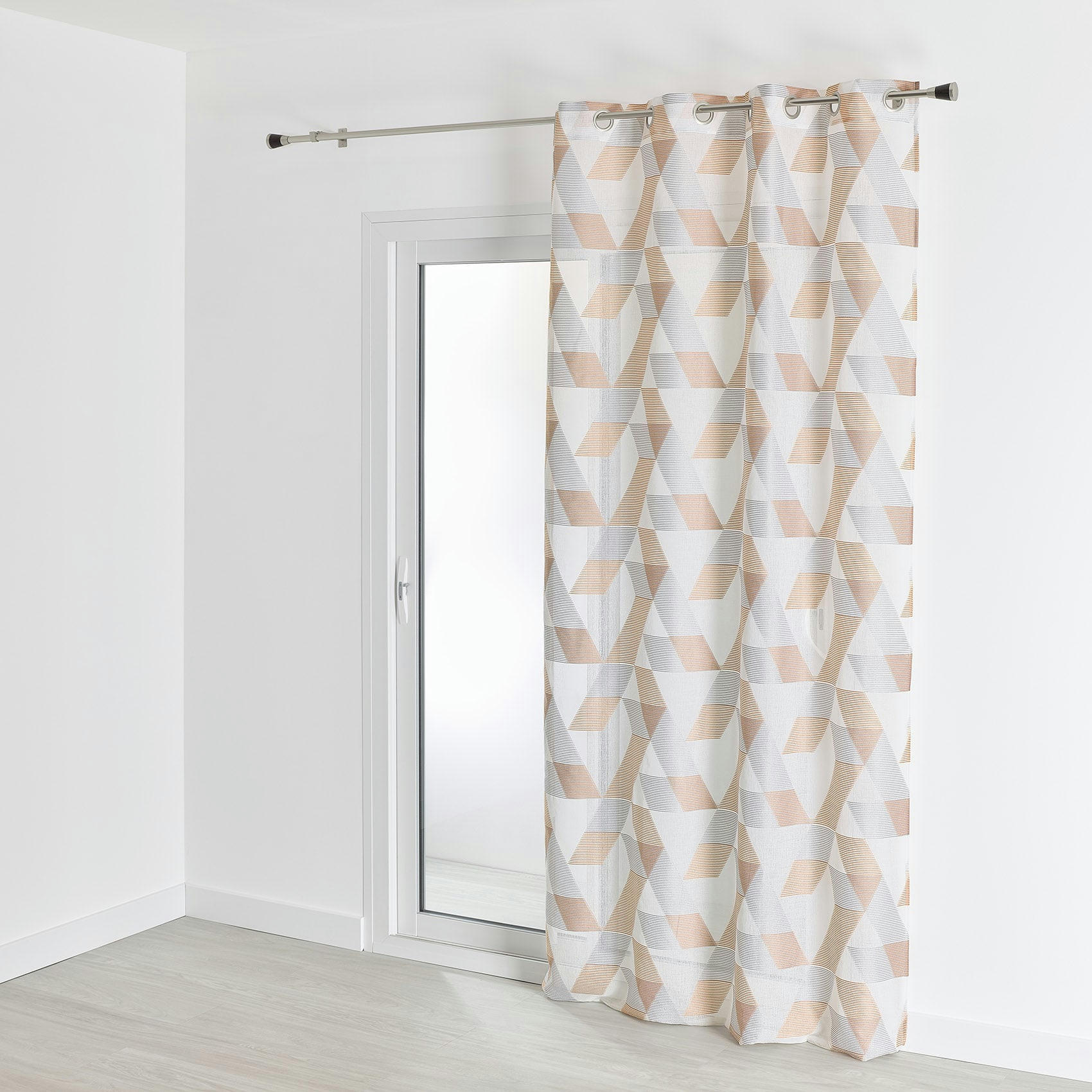 - Voilage à jacquard géométrique polyester orange 140x240 cm