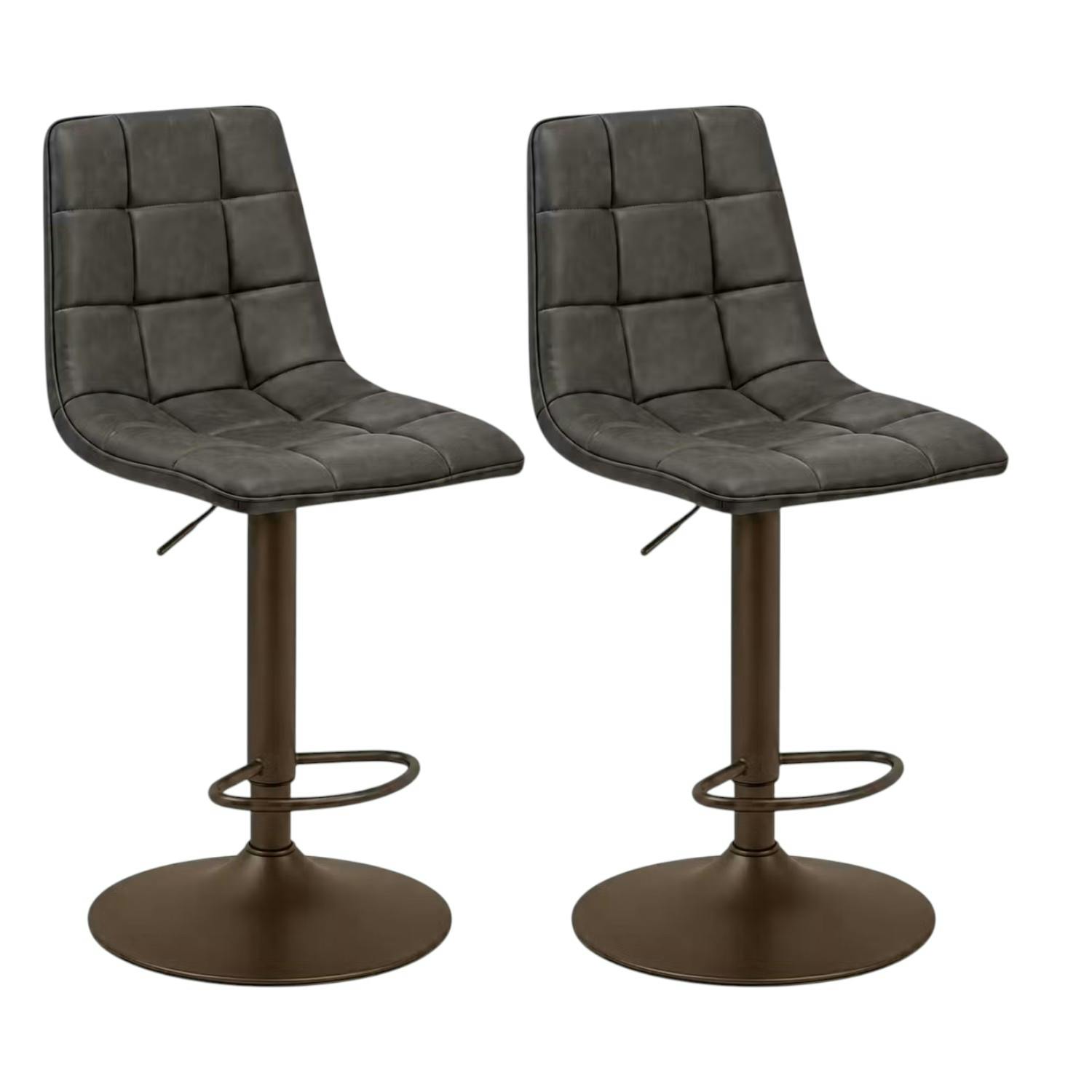 Tabouret de bar réglable marron motif damier (lot de 2) LORA