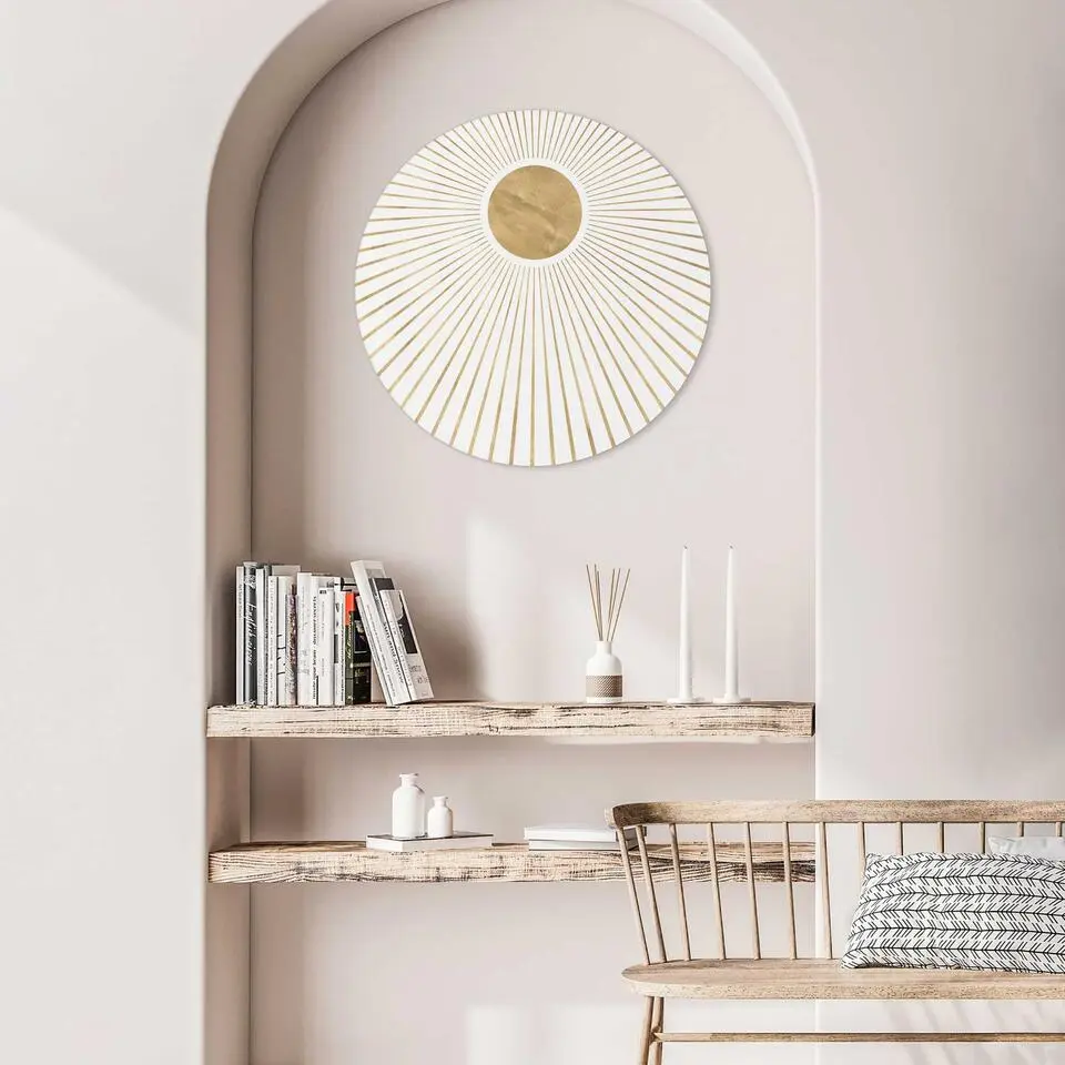 Glasschilderij Zon - &Oslash; 50 - Goudkleurig