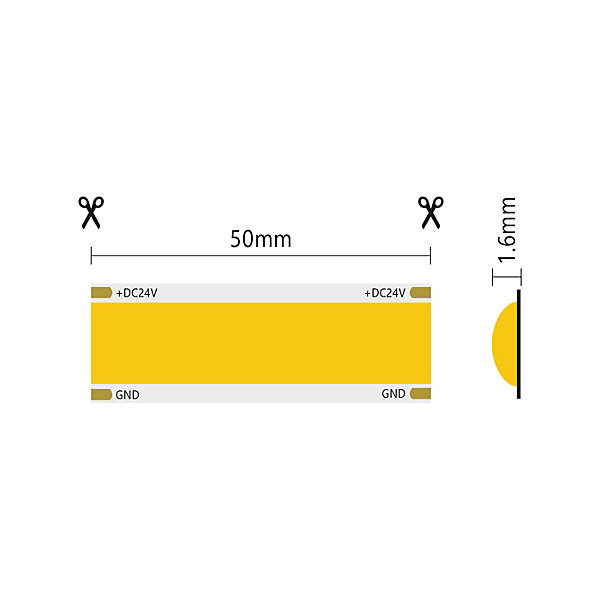 Bande LED COB SURFACE IP20 monochrome 5m 25W/MT 24V 4000K