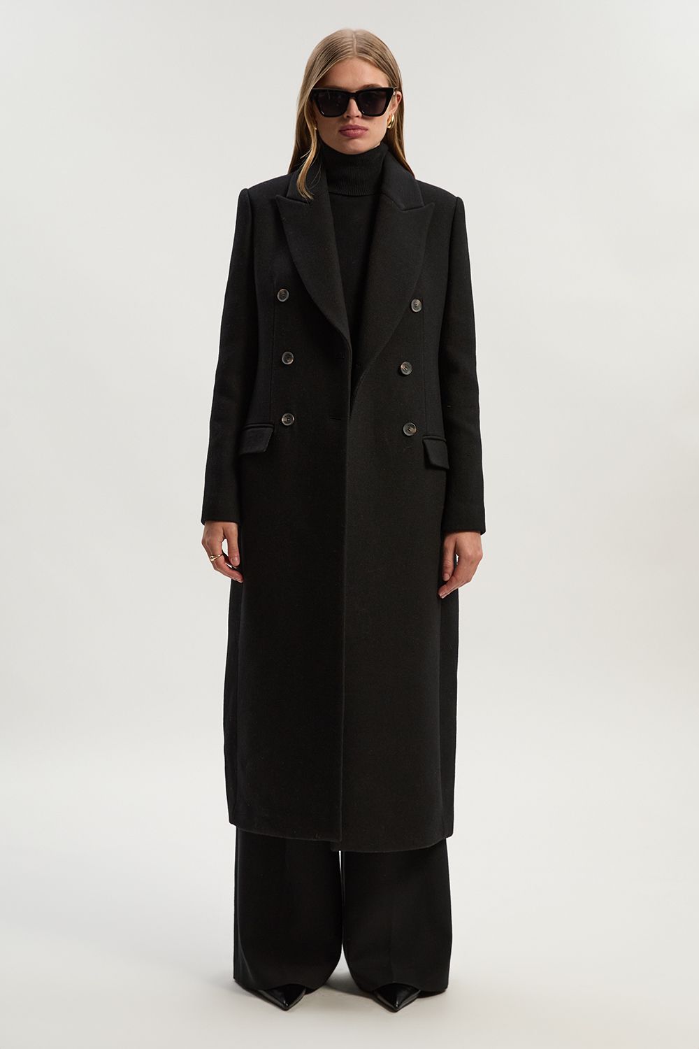 KarenMillen Wool Double Breasted Tailored Midi Coat
