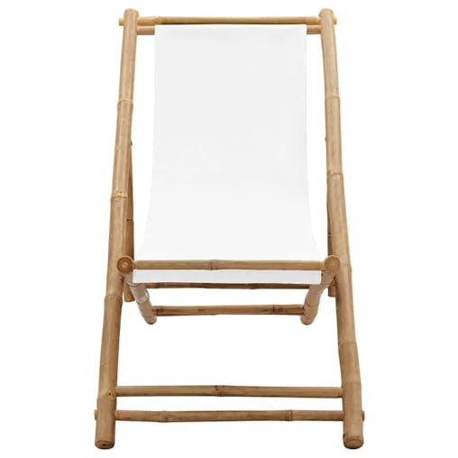 NNEVL Outdoor Deck Chair Bamboo and Canvas
