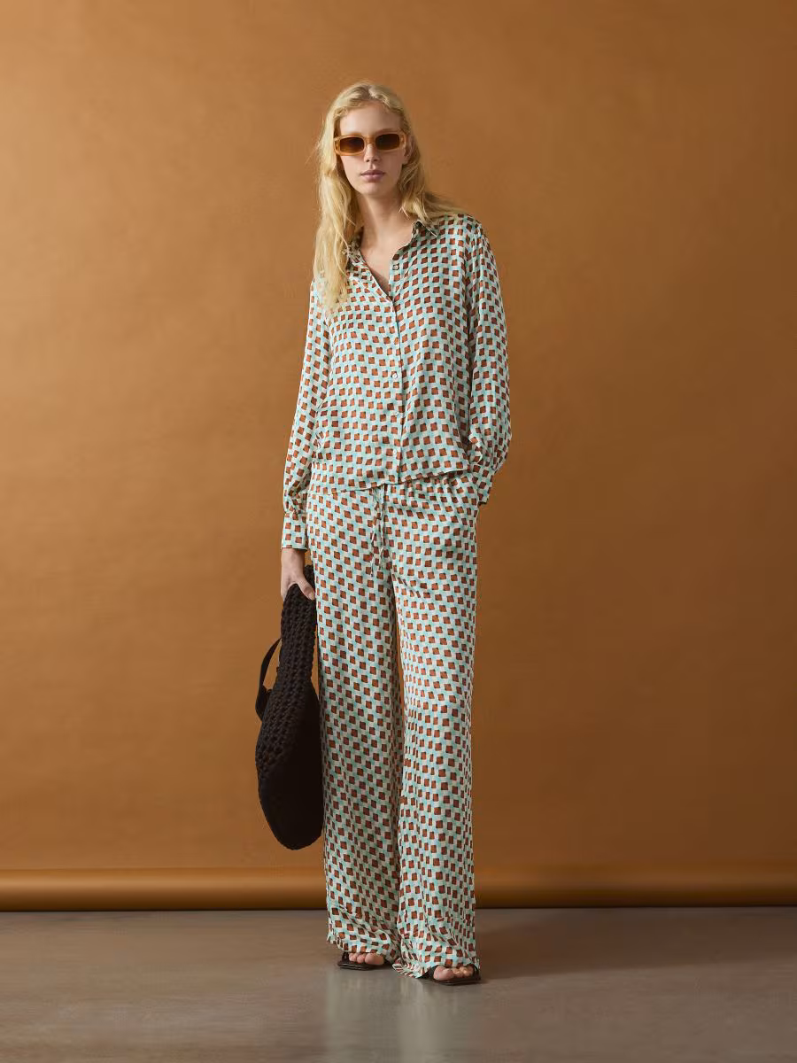 Patterned Viscose Trousers