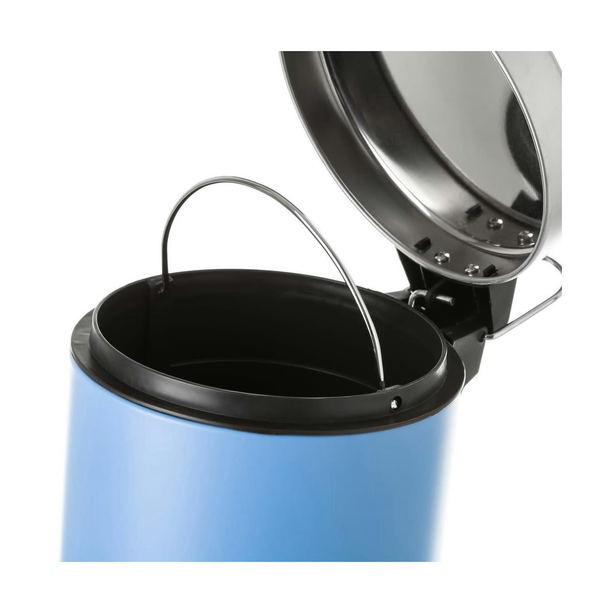 RONDE - Poubelle ronde à pédale en métal bleu 3L
