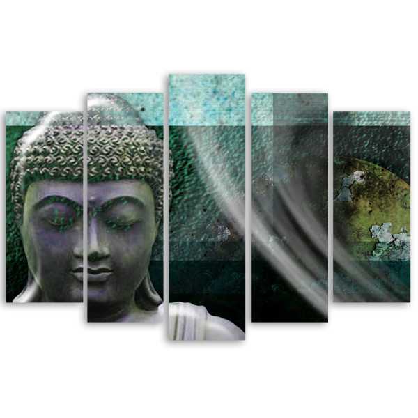 Feeby Obraz 5cz na płótnie Zen Buddha Posąg Turkusowy