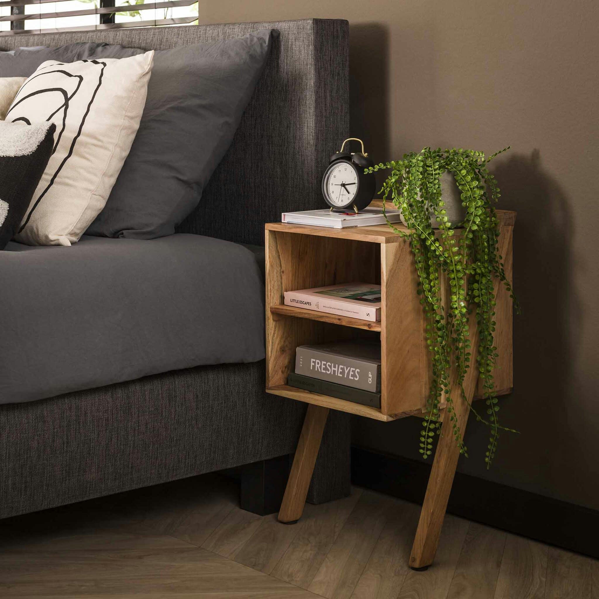 - Table de chevet 2 niches en bois massif naturel