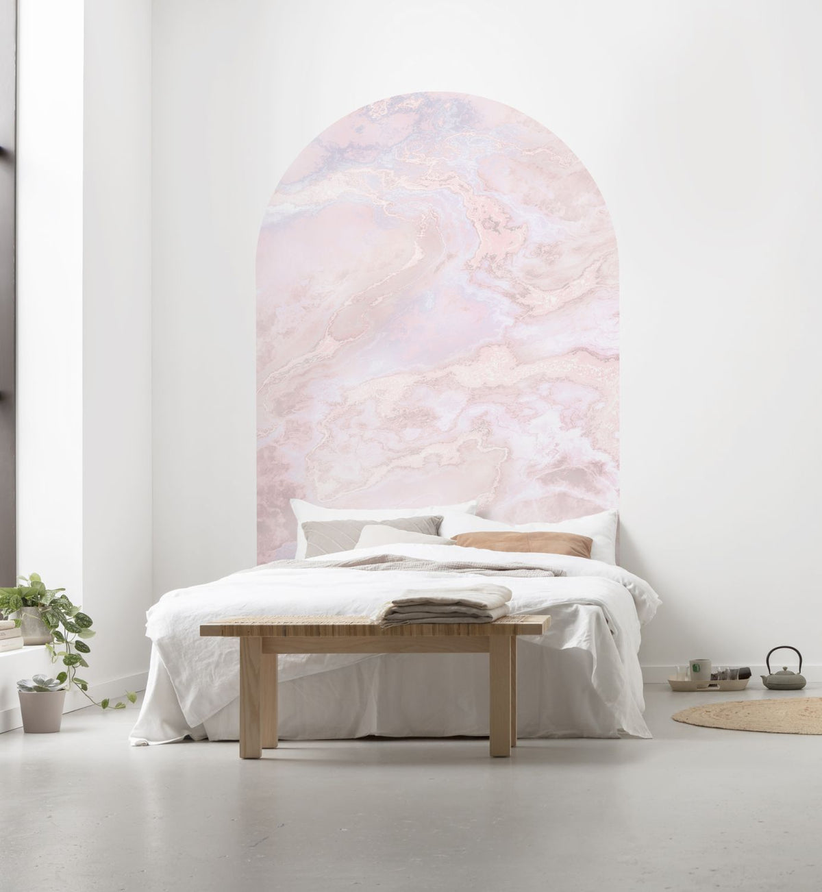 Sanders & Sanders zelfklevende behangcirkel marmer roze - 127 x 200 cm - 611745