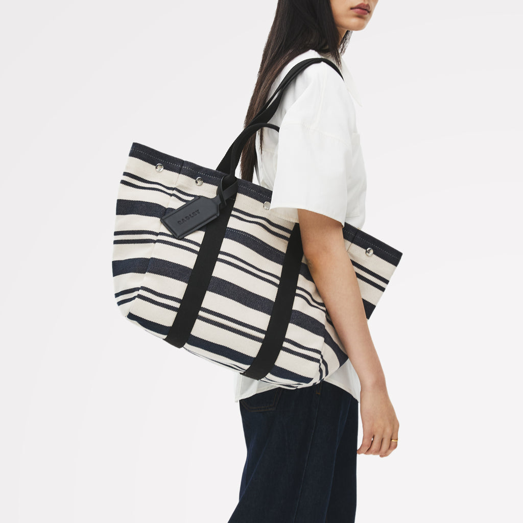 Hadleigh Place - Stripe - Large Open Top Tote
