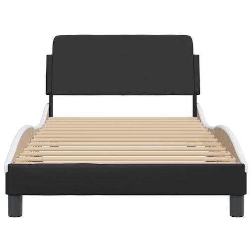 NNEVL Bed Frame with Headboard Black and White 107x203 cm Faux Leather
