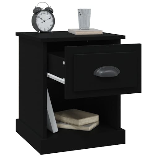 NNEVL Bedside Cabinet Black 39x39x47.5 cm Engineered Wood