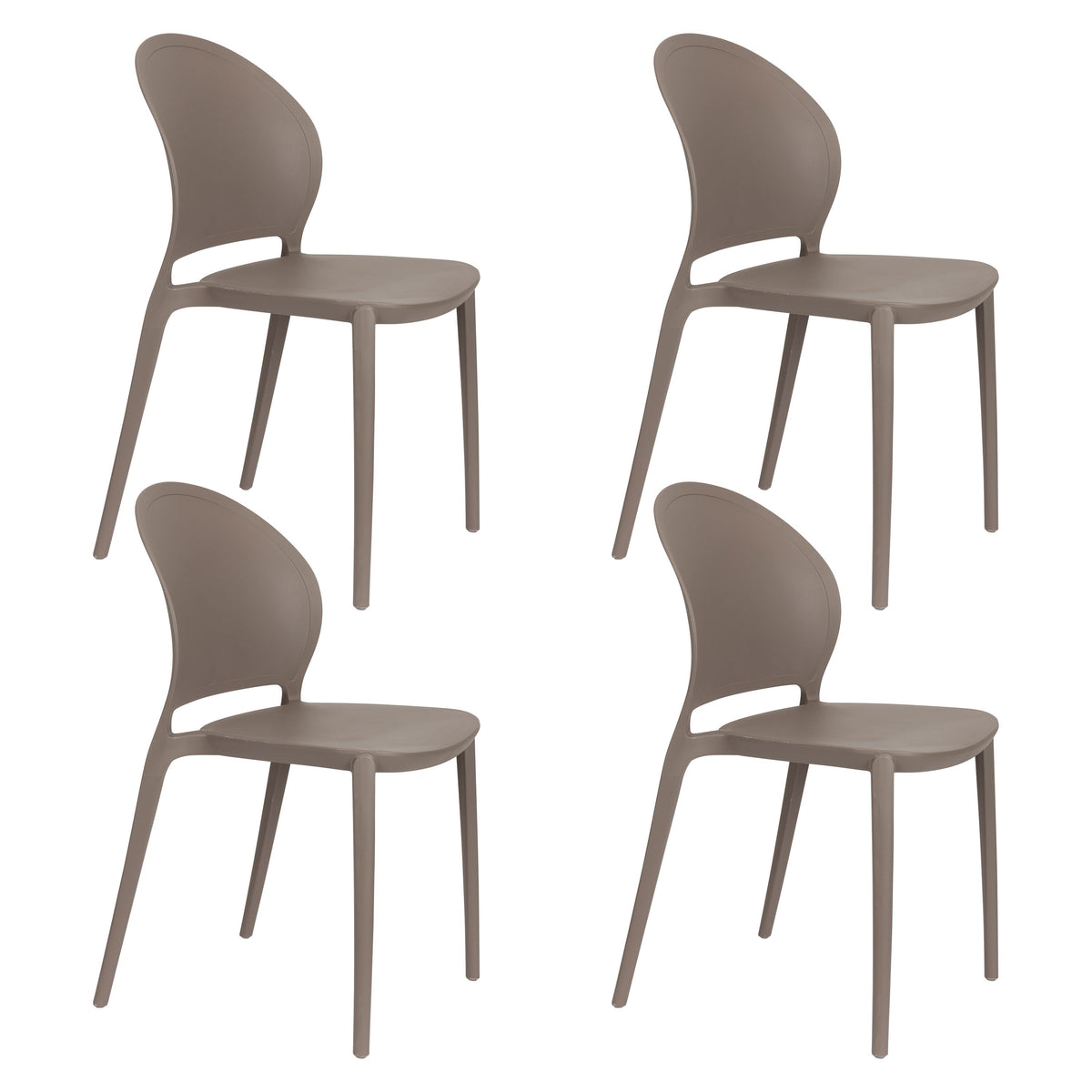 Housecraft Living Sjoerd Tuinstoelen/ Eetkamerstoel Kunststof Grijs - Set van 4