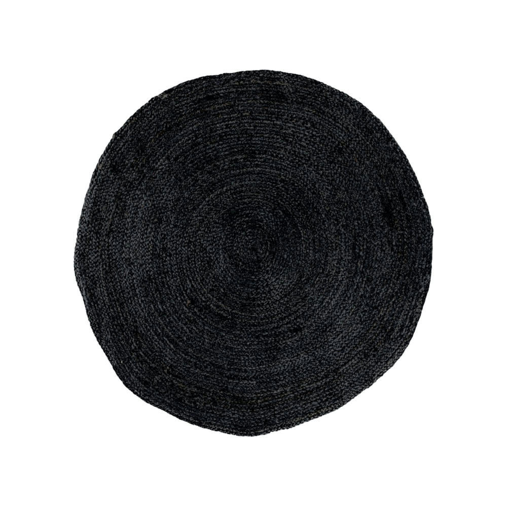 BOMBAY I - Tapis rond en jute noir D180 cm