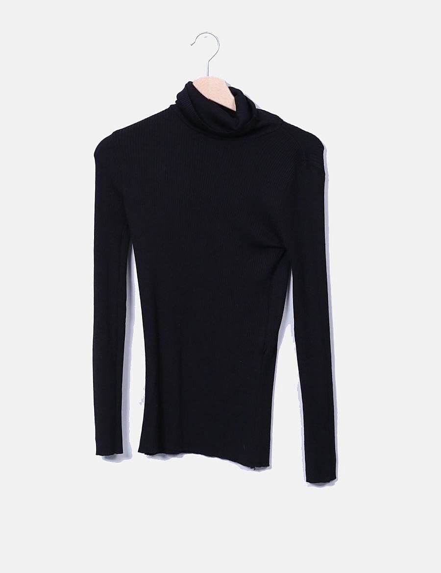 Camaïeu Black top with ribbed collar