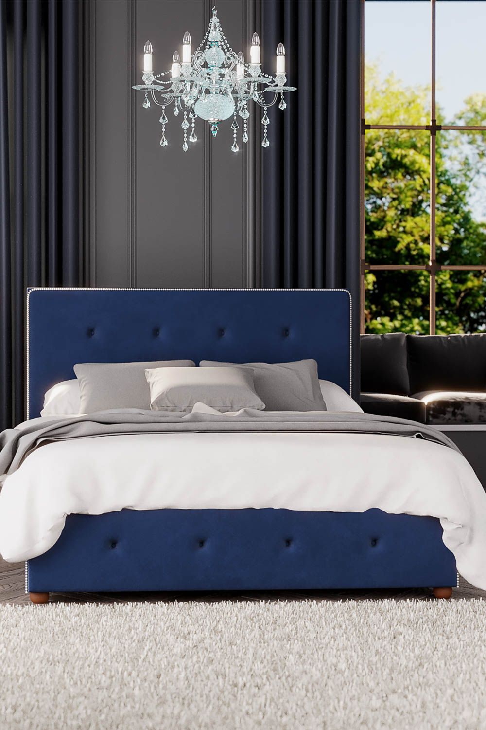 Laurence Llewelyn-Bowen Hesper Ottoman Storage Bed in Plush Velvet Fabric, Custom Made