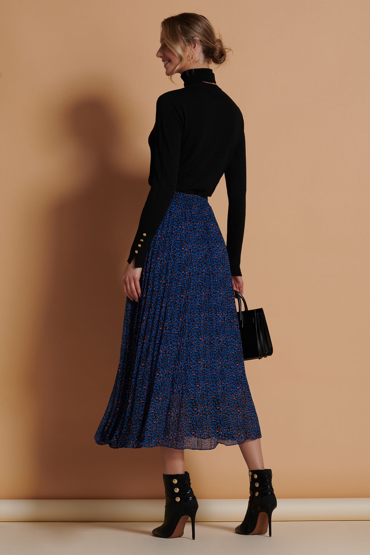 Jolie Moi Saige Print Pleated Maxi Skirt