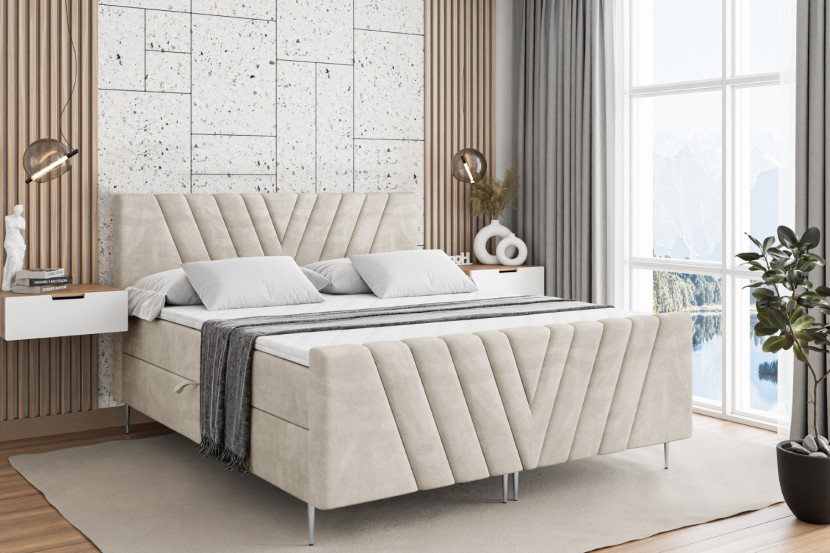 Łóżko kontynentalne - pojemnik, materac, nóżki ERNINA-FS-Z 120x200 cm