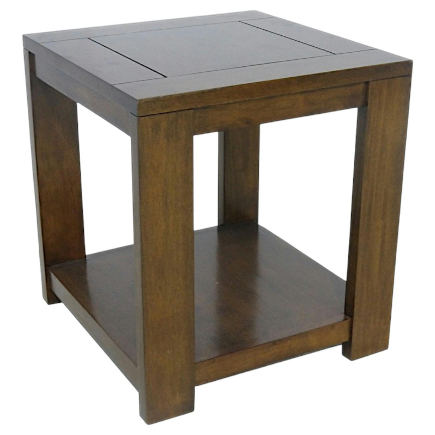 Bout de canapé / Chevet Hévéa double plateaux 50x50x55cm OLGA