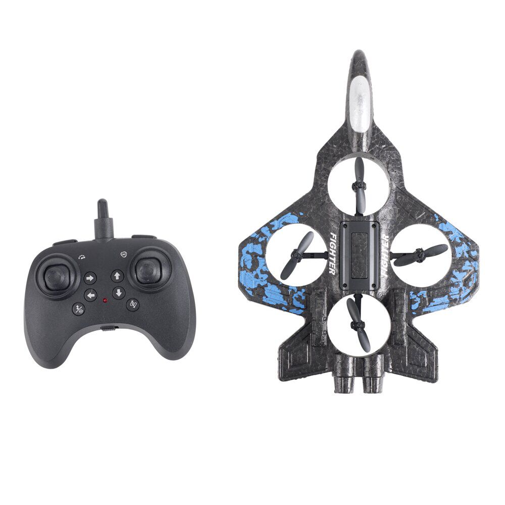 Avion radiocommandé lumineux USB 360° noir et bleu