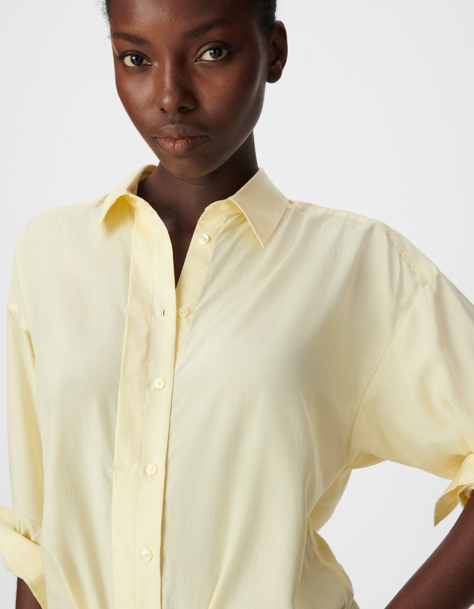 Chemise manches longues loose jaune Lyocell® Femme