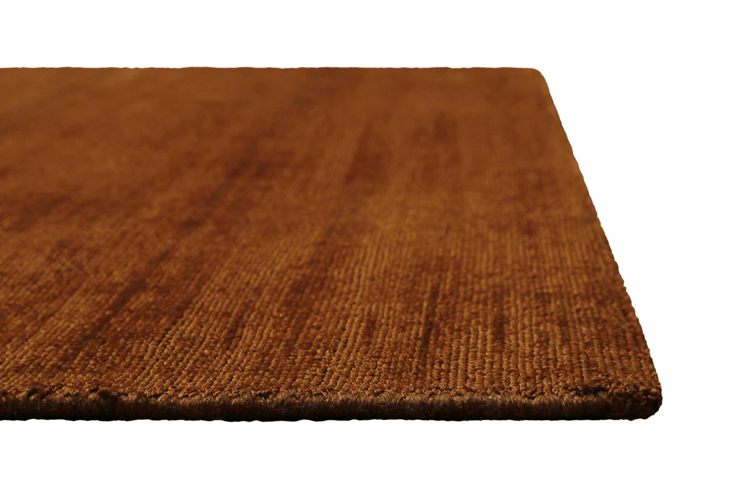 MIRAMONTI - Tapis de couloir à poil ras effet soie cuivre terracotta 80x400
