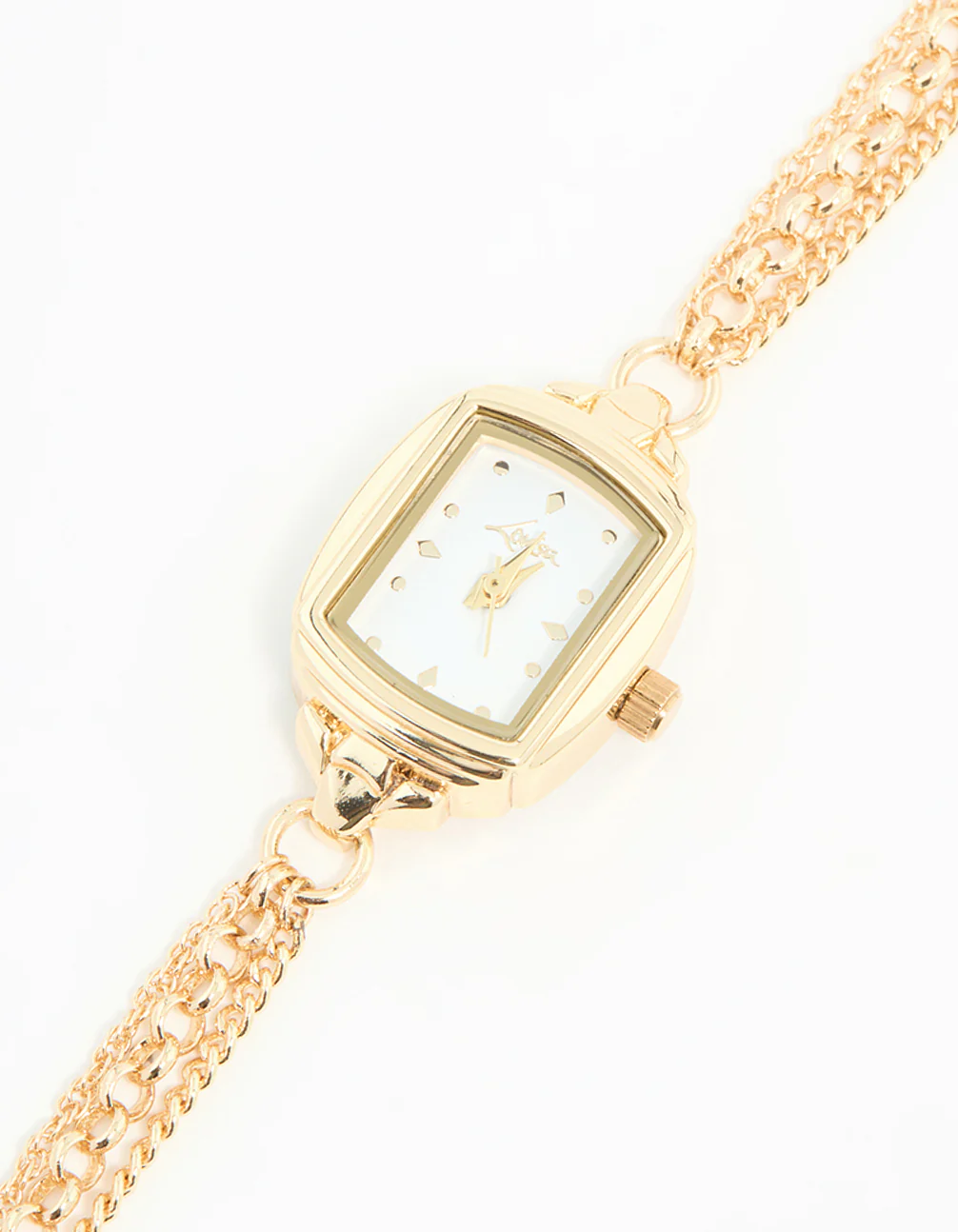 Gold Rectangle Chain Watch Bracelet