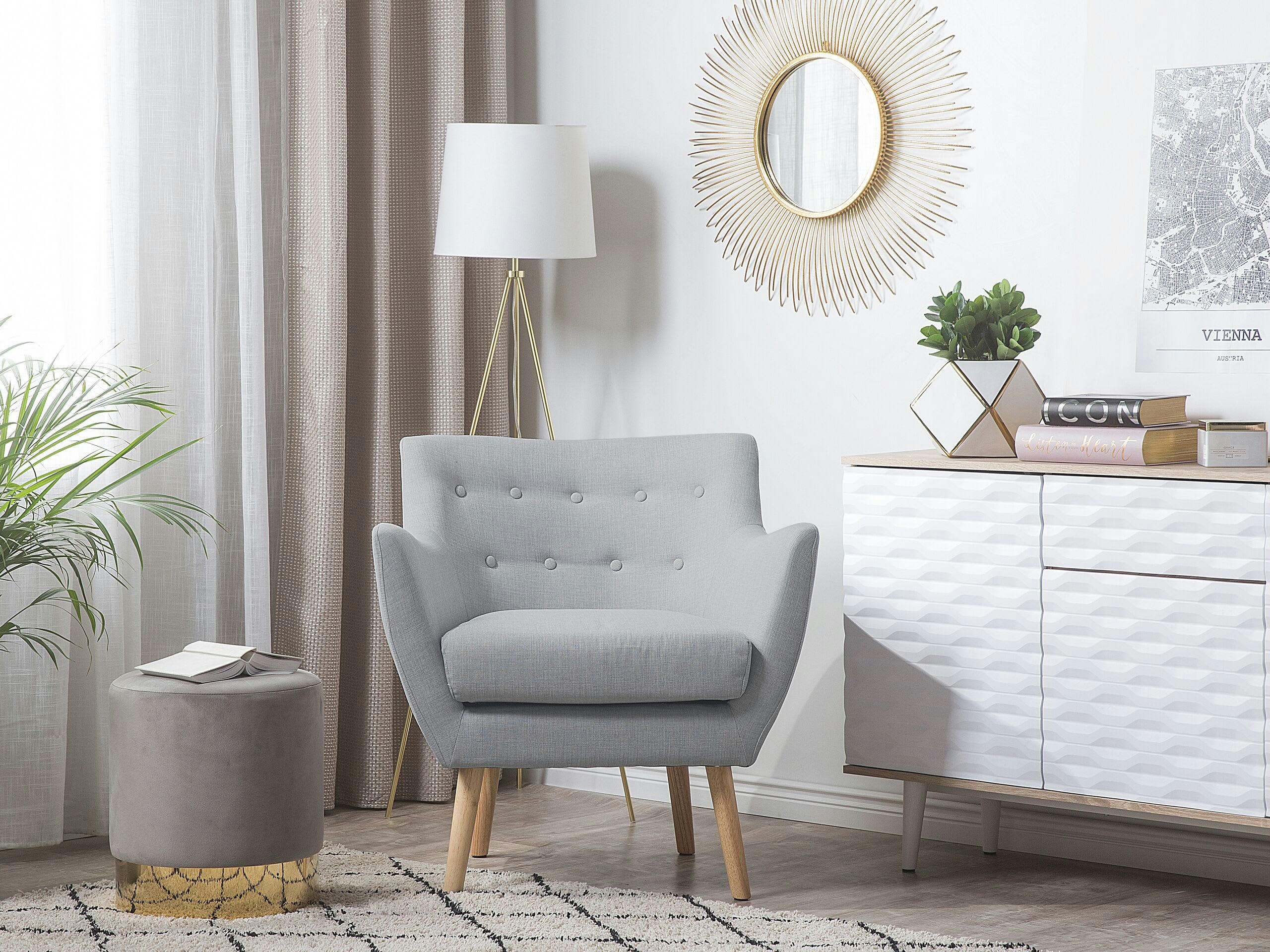 DRAMMEN - Fauteuil en tissu gris
