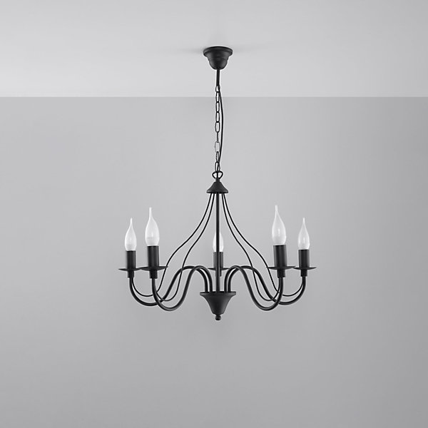Lustre en acier 5 lampes 60x60x80cm Sollux