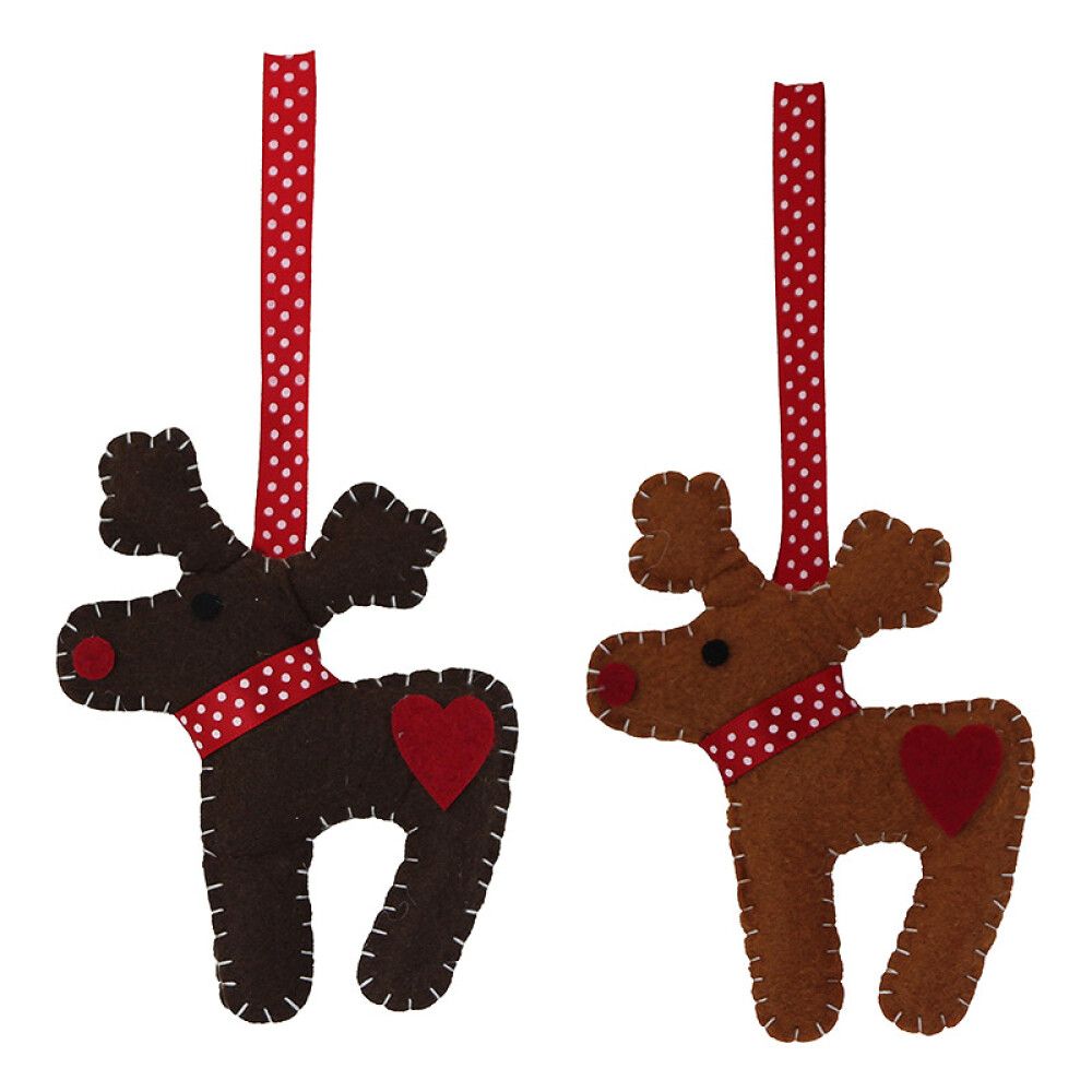 JULETREPYNT REINSDYR 10CM BRUN/SVART 2PK