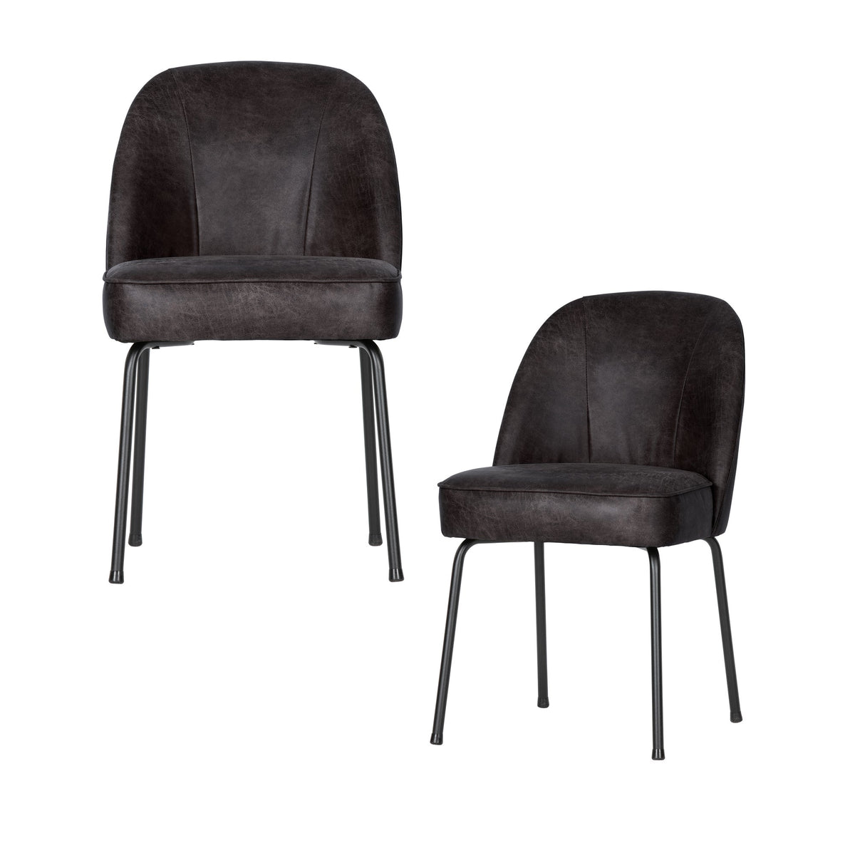 WOOOD eetkamerstoelen Vogue- Leer - Zwart - Set van 2