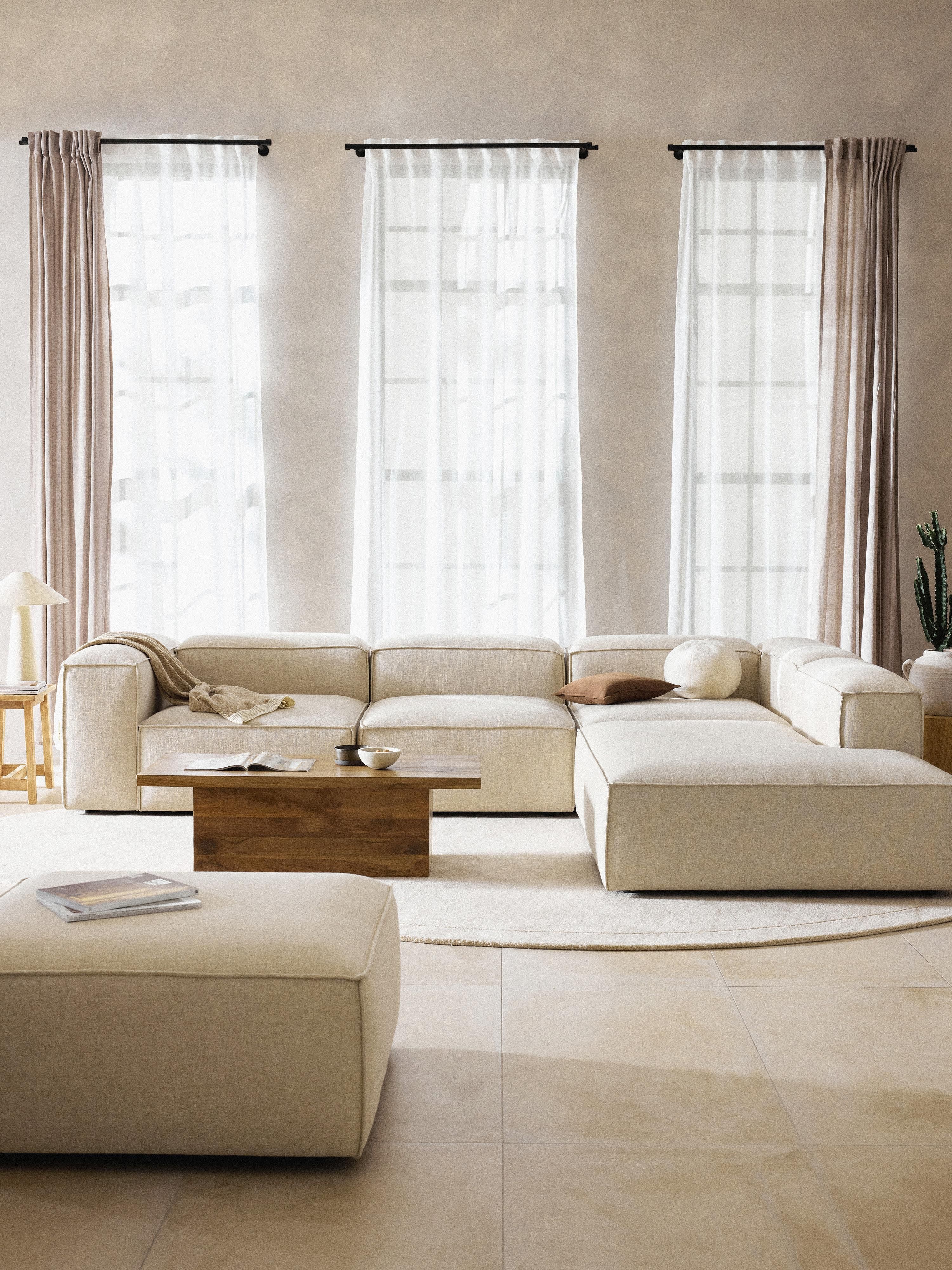 Modulares XL-Ecksofa Lennon (4-Sitzer) aus Leinen-Mix