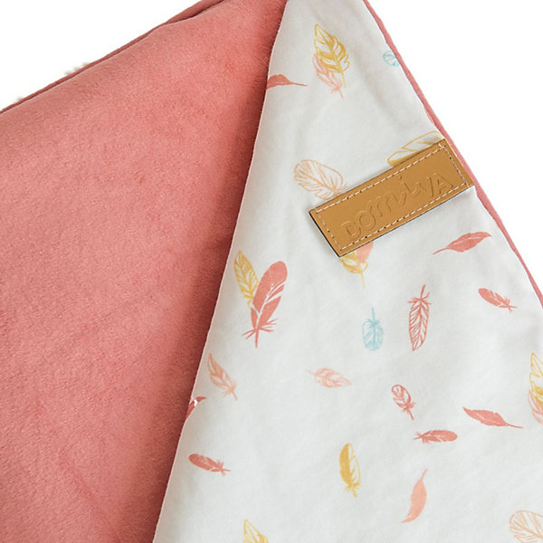 Couverture double face petites plumes (75x100 cm - Rose Blush)
