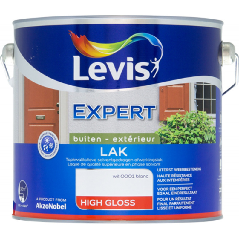 Laque Expert pour bois extérieur blanche brillante 2,5 L LEVIS