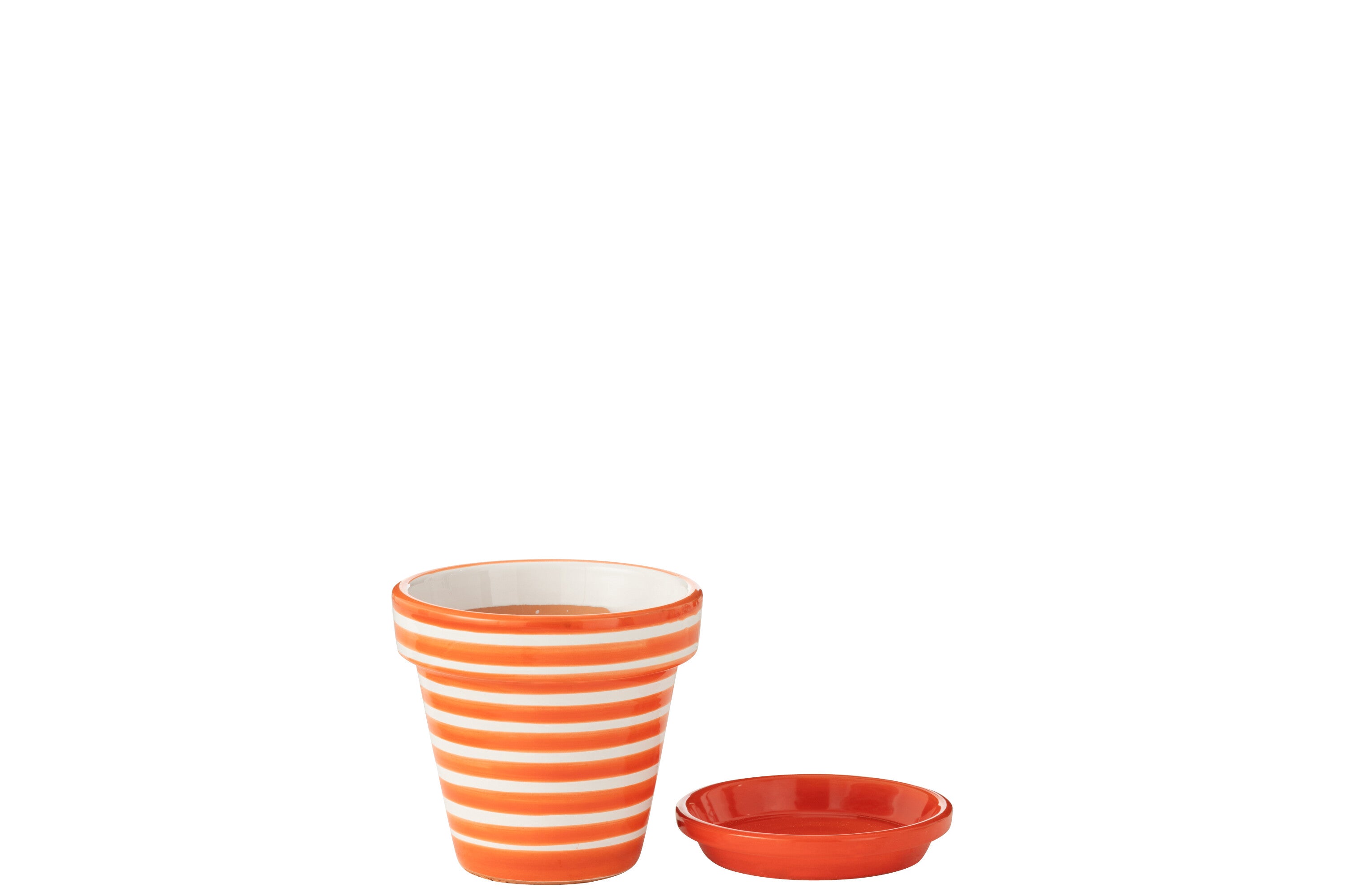 J-Line bloempot Granada Stripes Handmade + Painted - keramiek - oranje