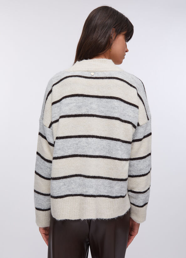 Cardigan a righe in lana e alpaca
